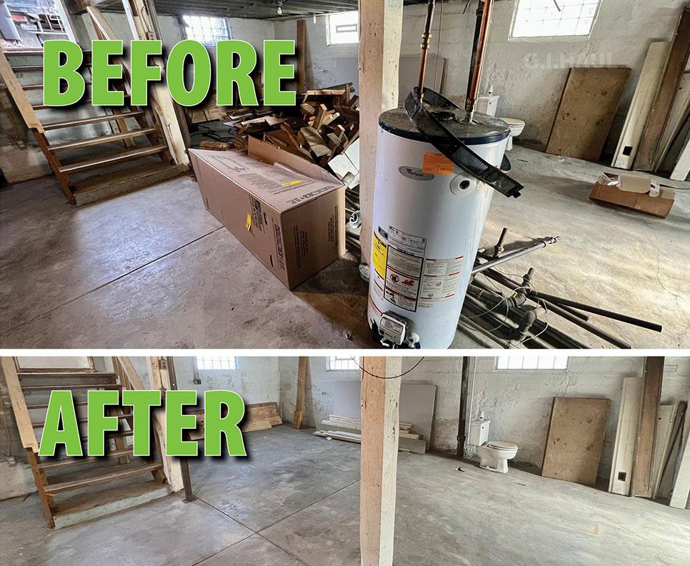 before and after cincinnati basement junk removal